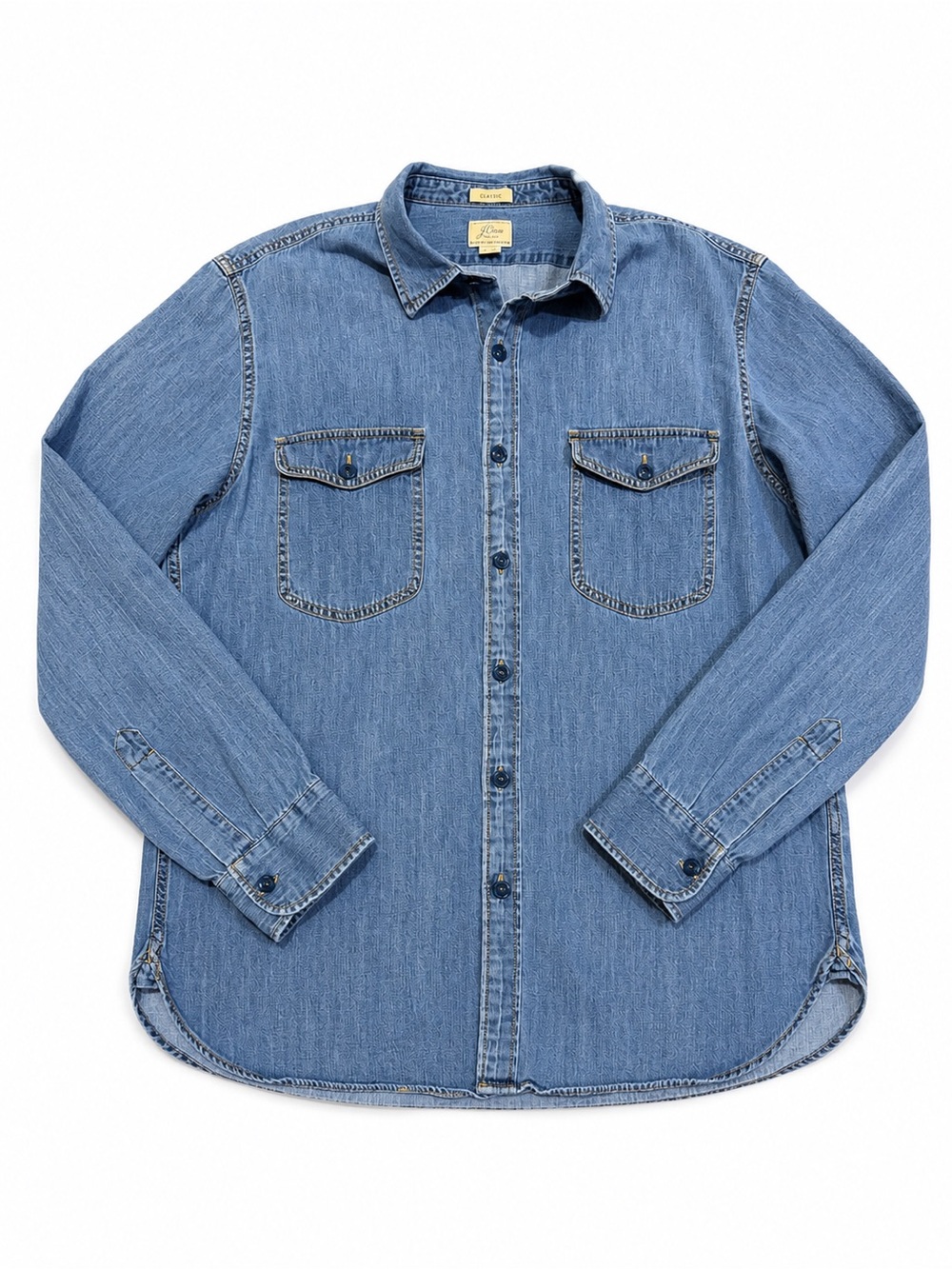 J.Crew Men’s Large Denim Workshirt Classic Fit Blue Button Up G6896